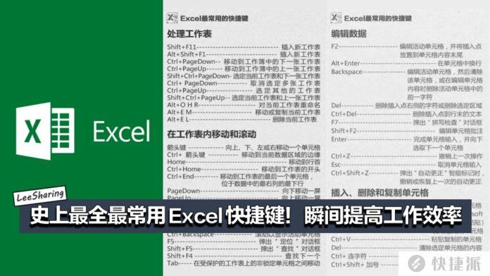 史上最全Excel快捷键大全！瞬间提高工作效率！